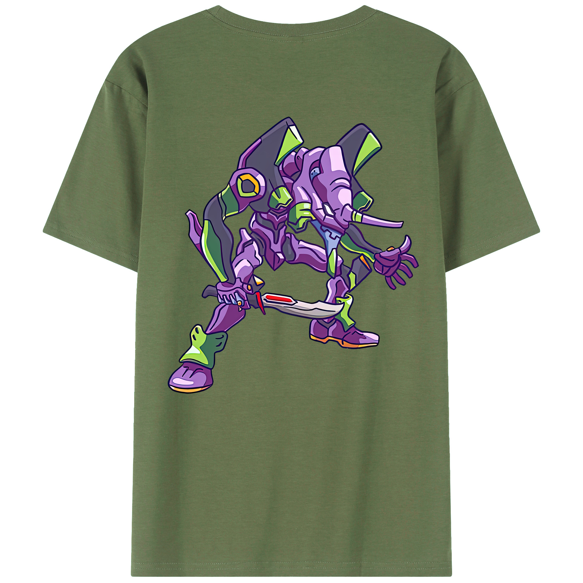 （画像用） EVA 新世紀エヴァンゲリオン 綿100％ メンズ半袖Tシャツ（バックプリント） 通気性